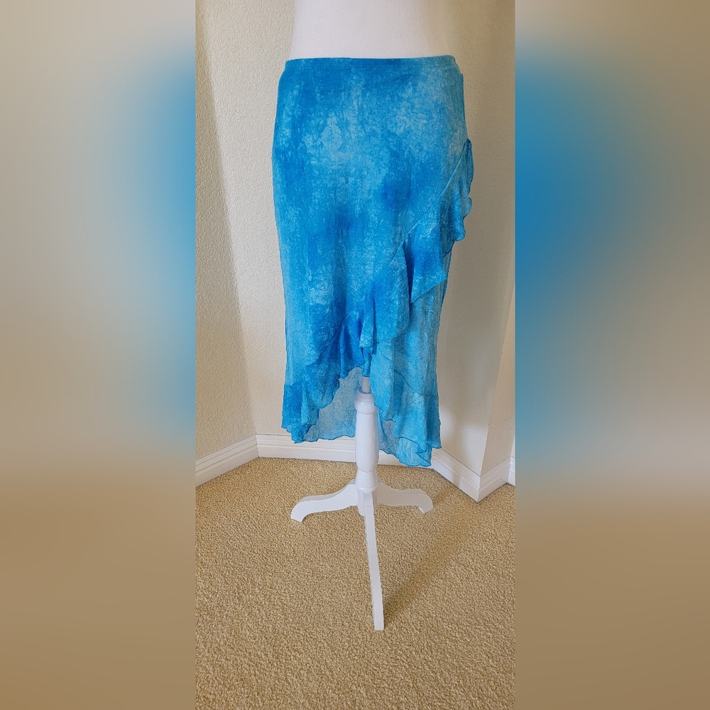 Turquoise long skirt by Decoline, size Large